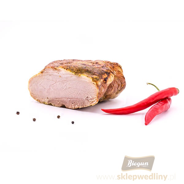 Wieprzowina Pieczona Biegun – soczyste mięso wieprzowe, pieczone w folii dla zachowania smaku i aromatu. Idealne na zimno (kanapki, przekąski, galareta) lub jako danie obiadowe. Odkryj smak i wygodę!